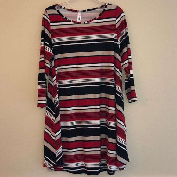 American Curvy Plus Stripe Tunic Dress - Picture 2 of 4